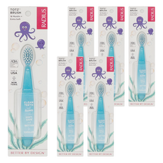 RADIUS 雷迪兒 幼兒按摩牙刷, 18個月以上 適用, 超柔軟, 藍色, 1支, 6支