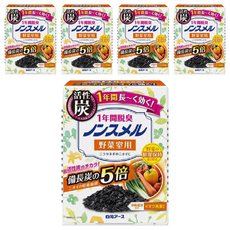 Hakugen Earth 白元 冰箱活性炭脫臭劑1年間 蔬果室用 備長炭的5倍活性炭除臭, 20g, 5盒