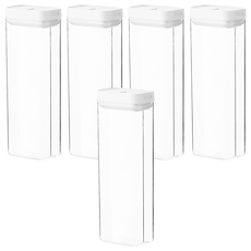 懶角落 易扣可疊式食物密封保鮮罐 1600ML, 耐熱耐冷 -20°C~60°C, 5個, Clear