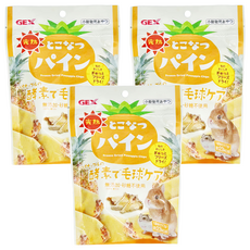 GEX 冷凍乾燥美味 完熟鳳梨, 小動物零食, 無添加, 酵素護理, 適用于兔子、龍貓、倉鼠、天竺鼠等小動物, 7g, 3包