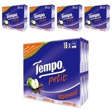Tempo 得寶 紙手帕 蘋果木 味, 四層加厚, 濕水柔韌, 18包 Set, 5袋