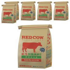 RED COW 紅牛 紐西蘭 脫脂高鈣奶粉, 1.5kg, 6袋