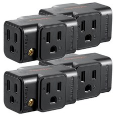PowerSync 包爾星克 3P轉2P 3插壁插 TC2303N0, 黑色, 4個, 6.48cm