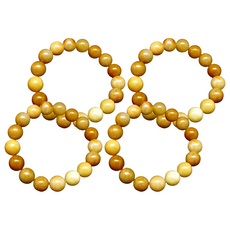 原藝坊 招財開運黃金木佛珠手鍊 15mm 黃色, 4條