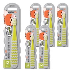 MOTHER-K K-MOM 潔淨護理兒童牙刷, 5歲以上, 蘋果青, 1入, 6支