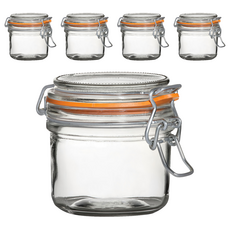 utopia 扣式玻璃密封罐 橘色 200ml 密封保鮮 廚房收納, 5個