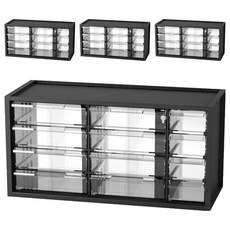 livinbox A9-512 零件分類箱 小幫手 12抽 PS材質 台灣精製, 378 x 154 x 189mm, 黑色, 4個