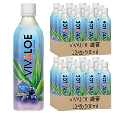 VIVALOE 纖薈 藍莓蘆薈果汁飲料, 500ml, 24瓶