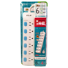 Dr.AV 聖岡科技 6切6插節能3P延長線 - 獨立分段式開關, 1.2m, TX-600-4, 1個