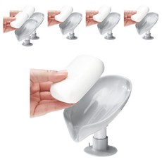 蕉蕉購物 樹葉造型免打孔瀝水肥皂架 灰色 浴室收納必備, 6個