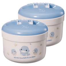 KU.KU Duckbill 酷咕鴨 密封式兩用粉撲盒 藍色 50ml 寶寶護膚 嬰兒用品, 2個