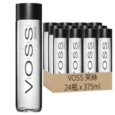 VOSS 芙絲 挪威氣泡礦泉水 玻璃瓶裝 1箱, 375ml, 24瓶