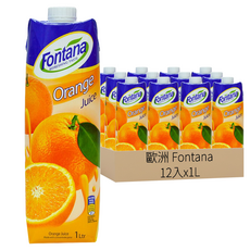 Fontana Brand 柳橙汁，歐洲原裝進口，不含添加物, 1L, 12入