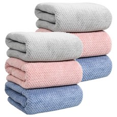 MORINO 摩力諾 超細纖維 菱格紋速乾毛巾 MO784, 粉色 + 藍色 + 灰色, 2組