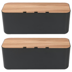 日系電線收納盒 大, 黑色, 2個