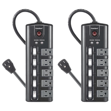 PowerSync 包爾星克 5開5插防雷擊旋轉插座延長線 TS5X0018, 1.8m, 黑色, 2個