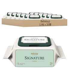 Bebesup 經典綠色 嬰兒濕紙巾, 12包, 安全安心, 20張