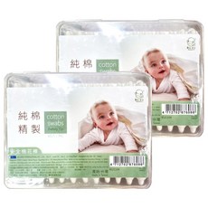 KU.KU Duckbill 酷咕鴨 安全棉花棒, 100%天然優質棉 台灣製造 觸感舒適 柔軟棉質 無染色 無螢光劑 耳鼻清潔設計, 60支, 2盒