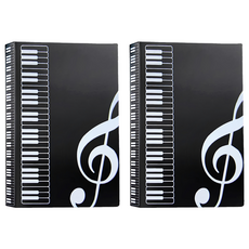 音樂資料夾 透明內頁袋 80頁160面 A4,黑色,2個