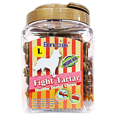 Boneplus 動能雙頭潔牙骨 L 特殊造型設計 口腔深度清潔 螺旋狼牙頭 圓形刷頭, 起司, 700g, 1桶