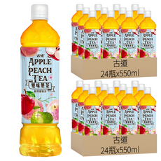 古道 雙味果茶 蘋果蜜桃茶 550ml*24瓶, 水果與紅茶的完美融合, 夏日人氣果香，甘醇迷人，清爽解渴, 48瓶