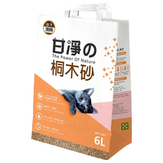 甘淨 桐木原味 凝結貓砂 6L, 100% 純天然木屑, 1袋