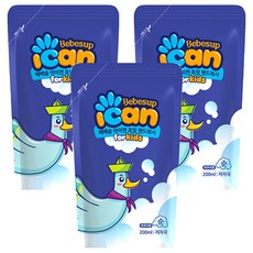 Bebesup I Can 兒童泡沫洗手乳補充包 嬰兒爽身粉香 200ml, 3包