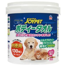 JOYPET 寵倍家 寵物用梳理巾 130入, 深層清潔, 天然椰子油護膚, 100%可食性成分, 1桶