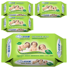 OMA&Baby 拭拭樂 茶樹抗菌柔濕巾 15 x 20cm, 440g, 80張, 4包