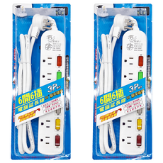 DR.POWER 電博士 電腦延長線, 6開6插 3P, 6尺 1.8M, PSG-366A, 2條