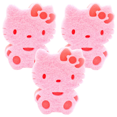 OTTO 崴昇 Hello Kitty 造型菜瓜布, 3個, 1入