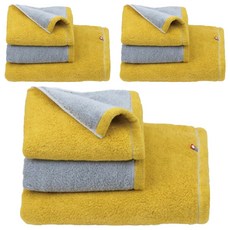 PRAIRIE DOG DAIRY PRAIRIE 今治純棉翻轉色彩雙股紗毛巾, 100%純棉 34x80cm 日本製造, 芥黃灰, 3條