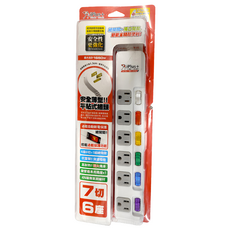 iPlus+ 保護傘 扁插延長線 7切6座, 2.7m, 3-765, 1組