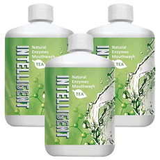 INTELLIGENT 因特力淨酵素漱口水, 清新茶香, 300ml, 3瓶