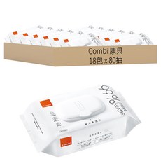 Combi 康貝 純水柔濕巾 80抽 (18包) 厚, 2g
