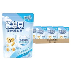 熊寶貝 衣物柔軟精 補充包 純淨溫和, 柔軟精華, 去除汙漬, 消除異味, 無添加磷與螢光劑, 1.84L, 6包