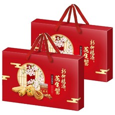 新竹福源 花生醬綜合餅乾禮盒 372g, 花生醬夾心餅8入 + 水滴蛋捲8入 + 花生醬有餡蛋捲4入 + 花生醬米棒10入, 2盒