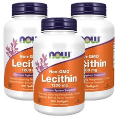 Now健而婷 卵磷脂膠囊食品，含膽鹼磷脂質(PC)+乙醇胺磷脂質(PE)+肌醇磷脂質(PI)，GMP認證，更好吸收, 100顆, 3罐