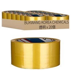 BUKWANG KOREA CHEMICALS 重型包裝盒膠帶 62mic 40m, 透明, 20個