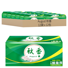 August 秋香 抽取式衛生紙 增厚25%, 12包, 12袋