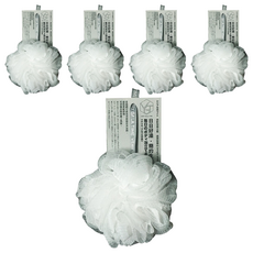 VGT VERY GALA TIME 簡約系列沐浴球 100% PE 環保塑料, 白色, 1個, 5個