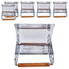 巧夫人 不鏽鋼紙巾架 小 浴室紙巾收納架 木質紙巾桿, 6個, 銀色