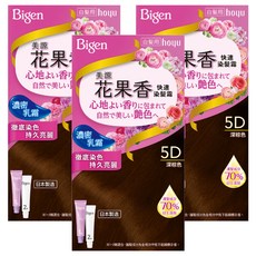 Bigen 美源 花果香快速染髮霜 5D深棕色 濃密乳霜配方 長效持色, 3盒