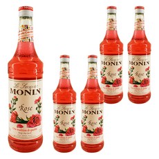 MONIN 莫寧 玫瑰風味糖漿, 夢幻飲品, 700ml, 5瓶