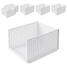 葉子小舖 DIY可疊加抽取式收納箱, 灰白色, 6個