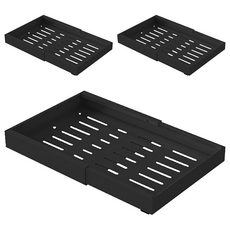 SHCJ 生活采家 左右伸縮櫥櫃收納3軌道抽拉置物架 大, 3個, 黑色