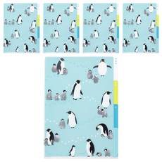 日本 MIDORI 3層資料夾 A5, 企鵝, 5個