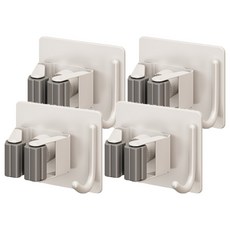 超級工廠 不鏽鋼拖把架 帶鉤款 白色, 4個