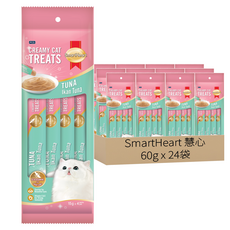 SmartHeart 慧心貓營養肉泥 60g -貓咪營養補充 關節保健, 鮪魚, 24袋