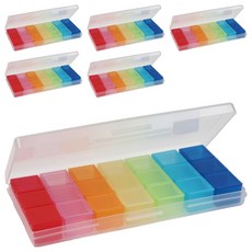 YAMADA 山田化學 七彩週間小物盒 Set, 多種分隔可收納藥類、小物等, 6個